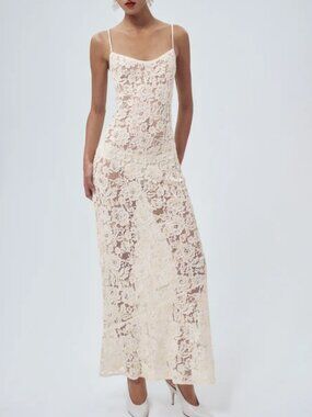 Reformation Parma Miai Dress - Honey Lace Sequin Wedding Sheer Party Cocktail
